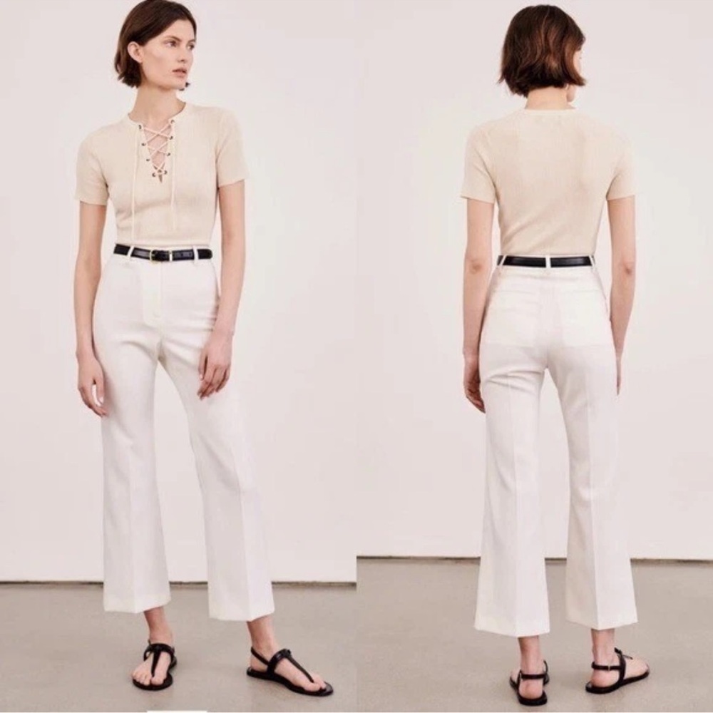 NEW NILI LOTAN cropped corette pant in ivory size 4